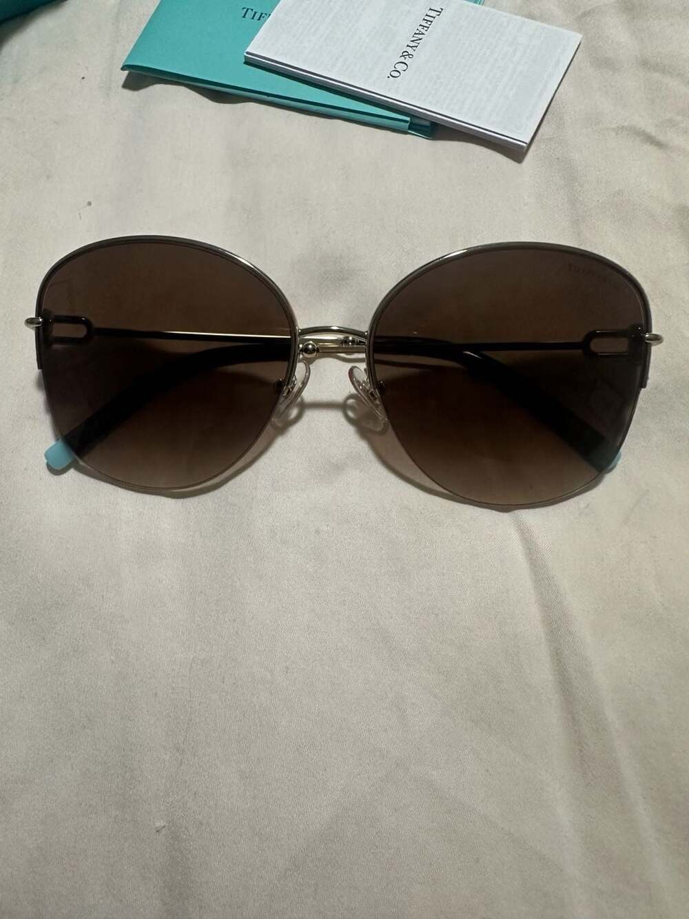 Tiffany & Co. Sunglasses TF3082 L (58 - 16) with Brown lenses and Gold frame